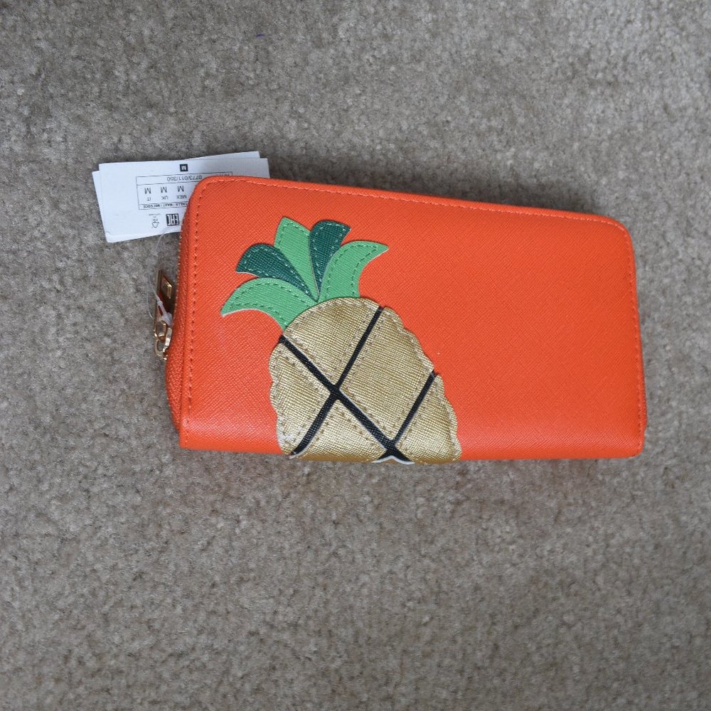 Stradivarius Orange Pineapple Wallet NWT